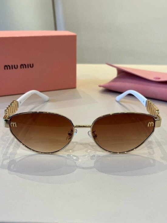 Miu Miu Cat-Eye Glasses with White Frames and Brown Lenses main image 9